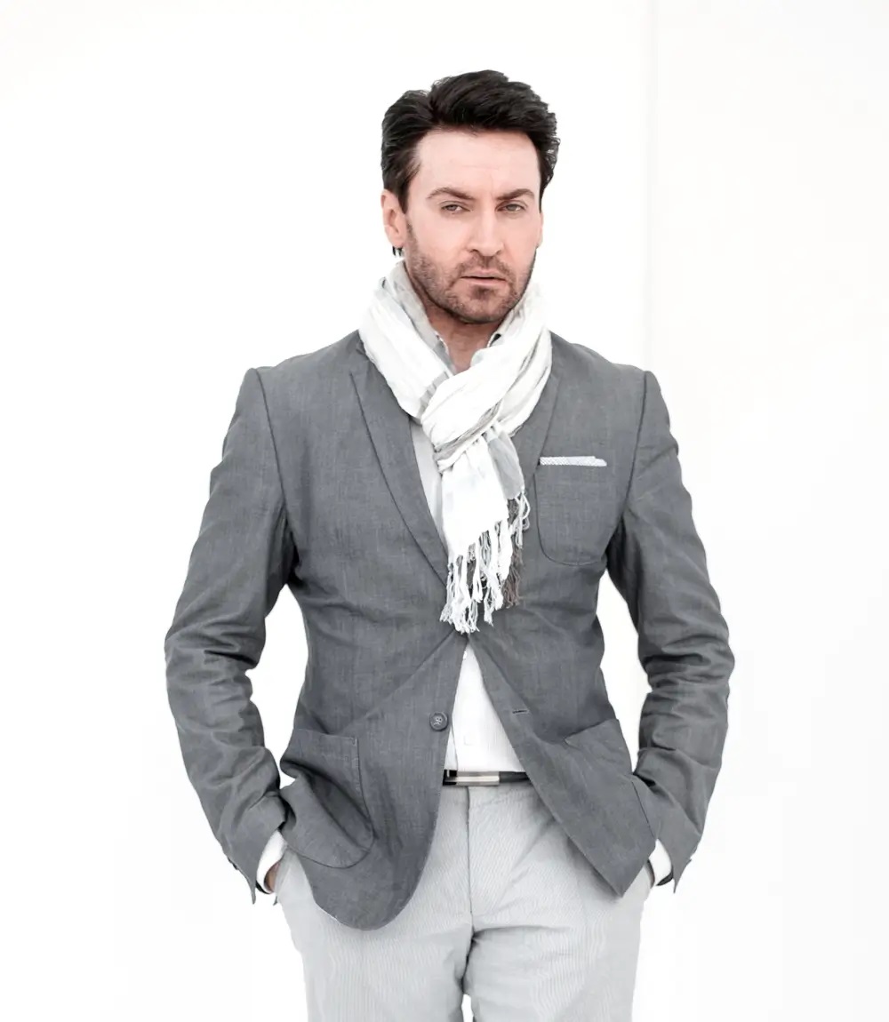 Men's Grey Single-Breasted Slim Fit Blazer – Classic Tailored Formal & Smart Casual Jacket
